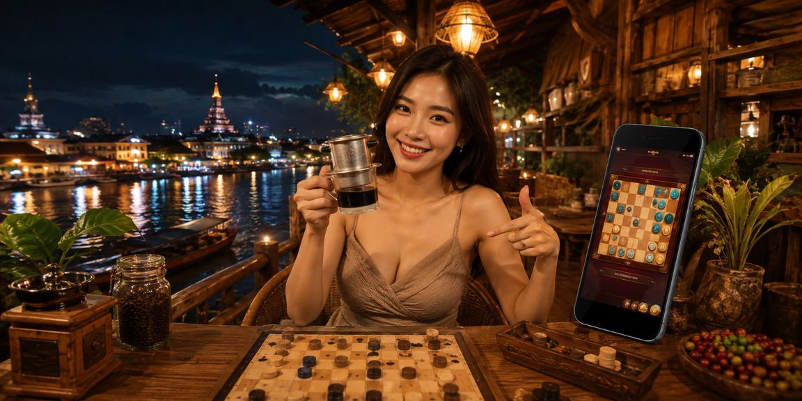 Không khí thư giãn chơi bài cùng bạn bè bên ly cà phê vùng sông Mekong